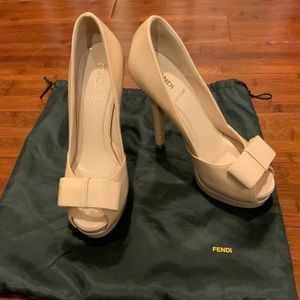 Fendi Bow Peep Toe Heels
